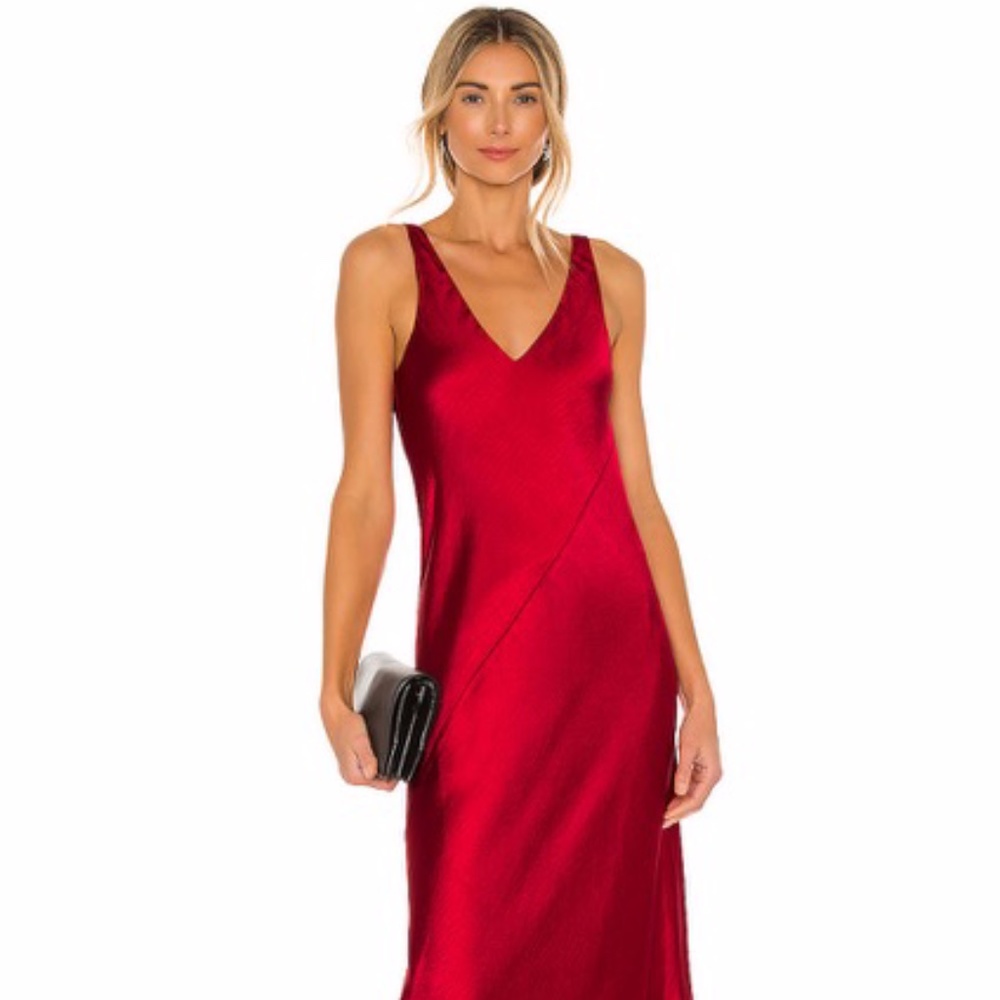 Line and Dot LouLou Red Satin Slip Dress